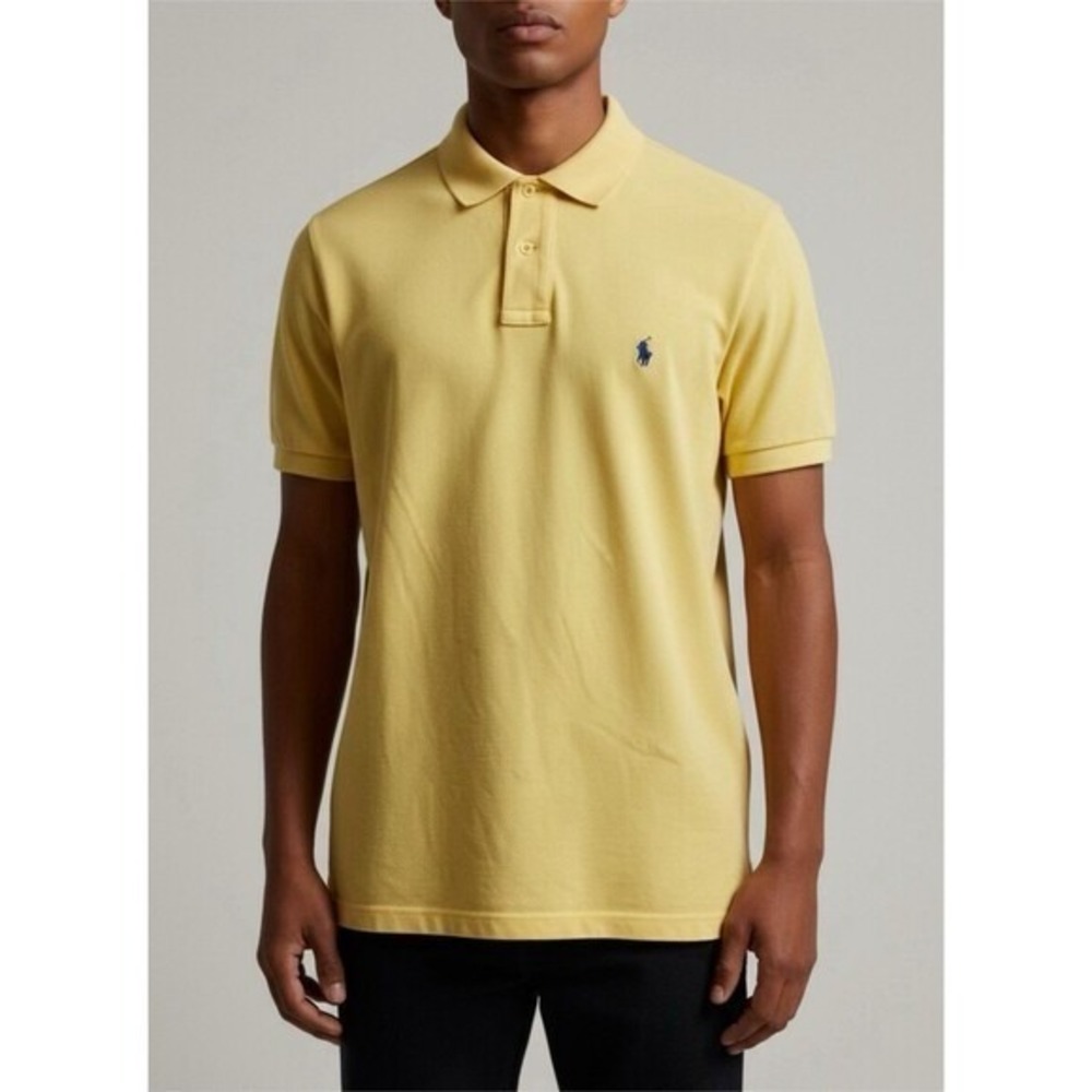 Polo Ralph Lauren Mens XL Slim Fit Yellow Cotton Pique Short Sleeve Polo Shirt